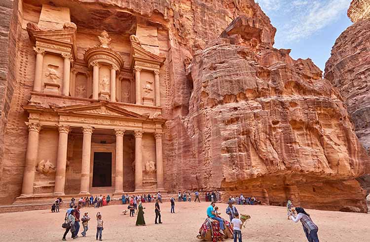 Visitors at Petra in Jordan