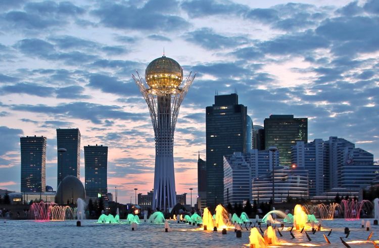 The modern center of Nur Sultan (Astana), Kazakhstan