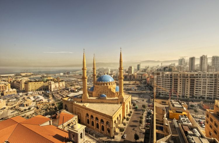 Beirut downtown cityscape and Mohammad al amin mosque