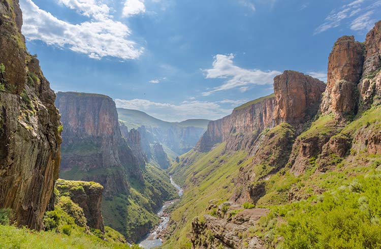 Maletsunyane River valley in Lesotho