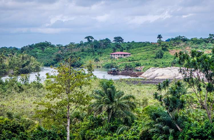 A river and jungle in the beautiful countryside of Liberia