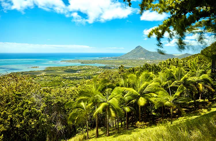 Beautiful coast of Mauritius seen from the viewing point of Chamarel