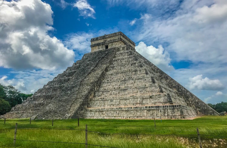 The main pyramid at Chichen Itza, famous Mayan ruins in the Yucatan Peninsula of Mexico.