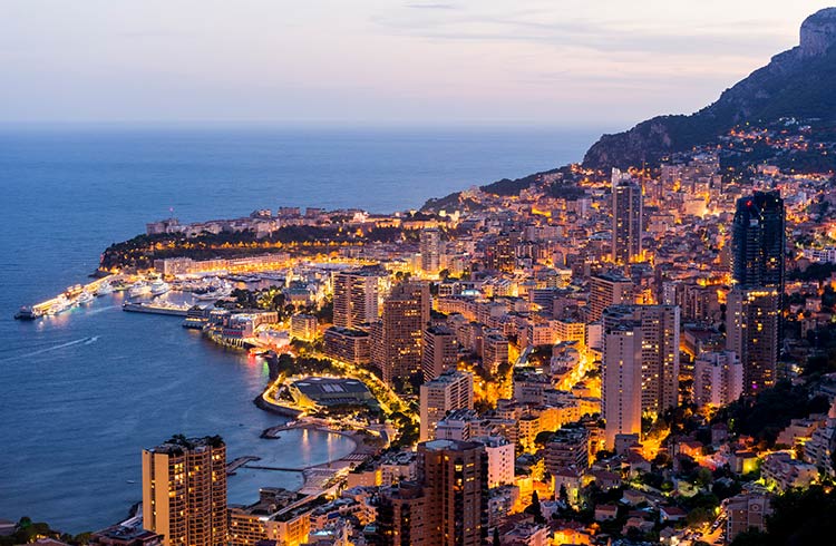 Monaco harbour at twilight