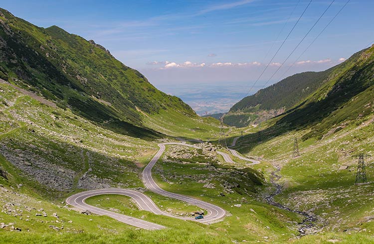 The winding Transfagarasan mountain road, Romania