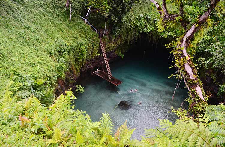 Swimming in To Sua Ocean Trench in Samoa