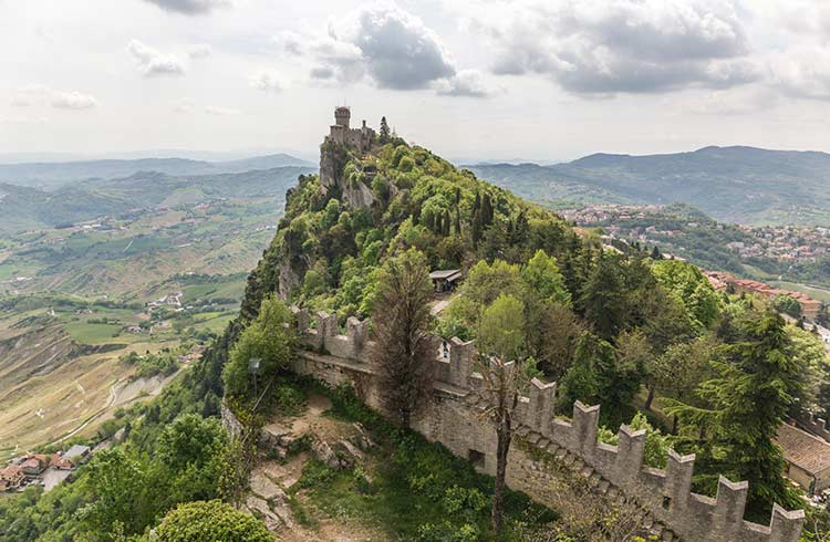 View of the Second Tower on top of Monte Titano in San Marino