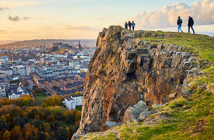 Salisbury Crags, Holyrood Park with Edinburgh city the in background