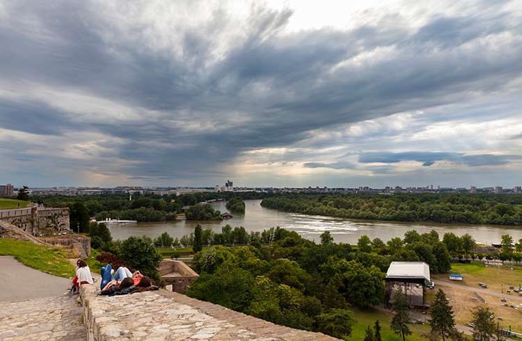 View from Belgrade Fortress, River delta of Sava and Danube river