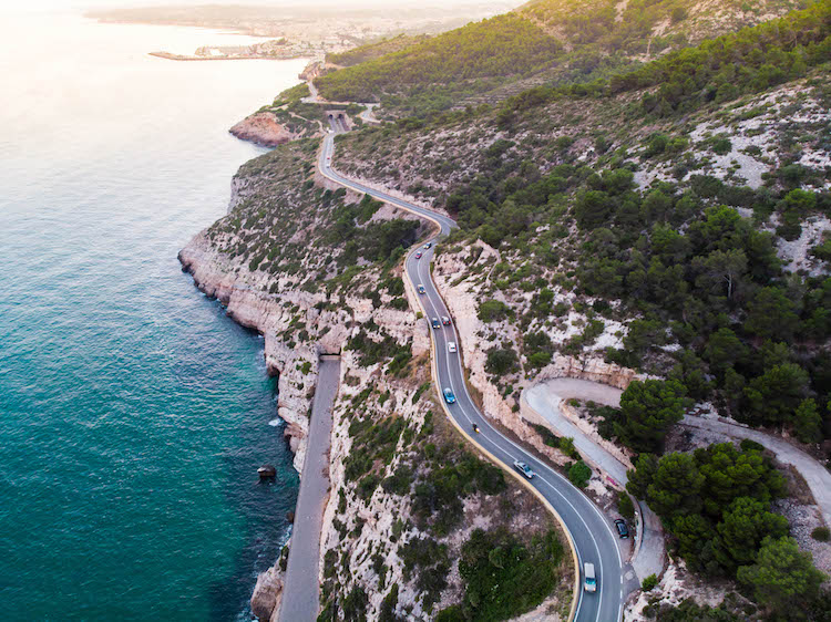 Winding coast roads in Spain