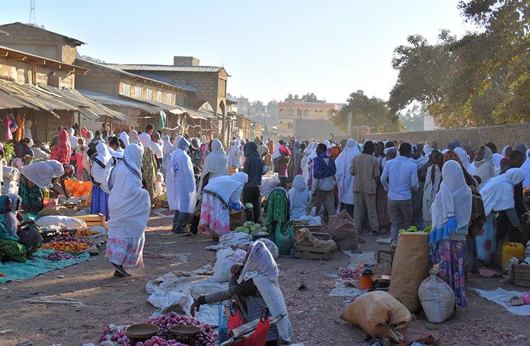 Busy markets in Aksum, Ethiopia