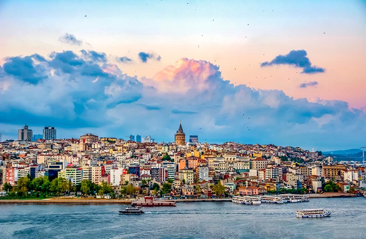 Galata Tower, Galata Bridge, Karakoy district and Golden Horn in Istanbul