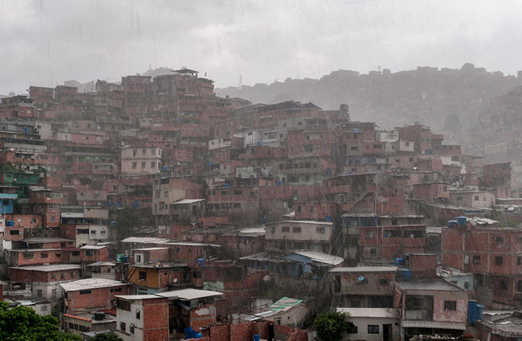 Torrential rain falling in Caracas, Venezuela