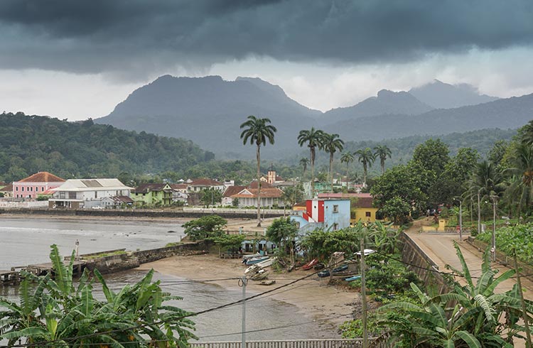 Houses on a gloomy day in Sao Tome and Principe