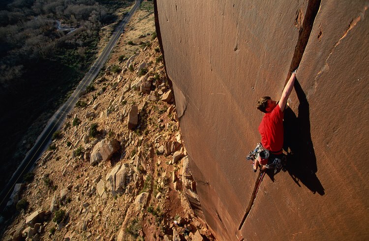 A man rockclimbing