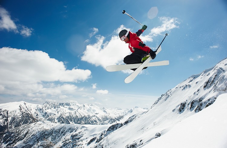 A person skiing