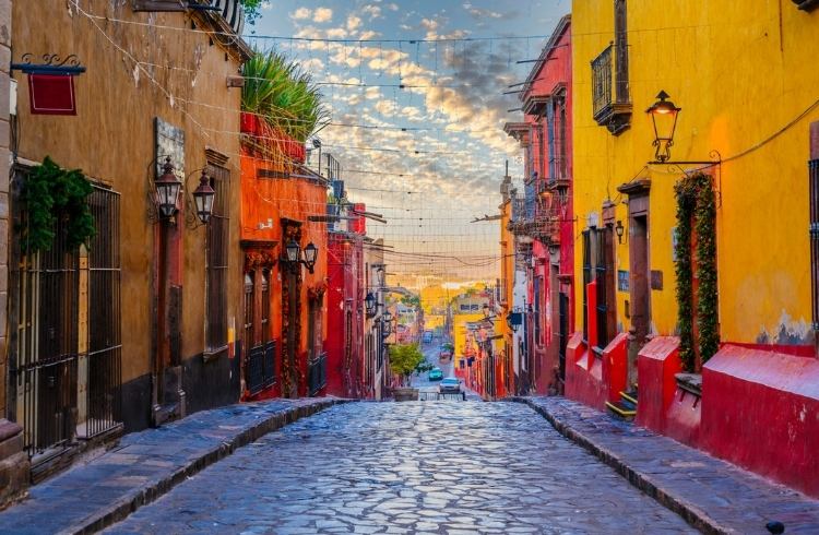 colourful street in Mexico